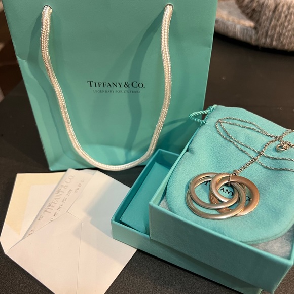 Tiffany & Co Sterling Rubedo 1937 Medium Interlocking Pendant 20” Necklace - Picture 2 of 4